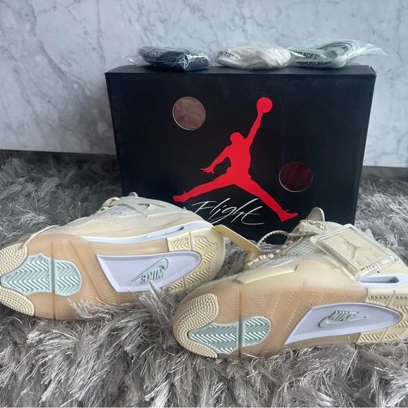 Jordan 4 Retro Off-White Sail 5.5 (W) Off-White Virgil Abloh collab NIB - Picture 8 of 12